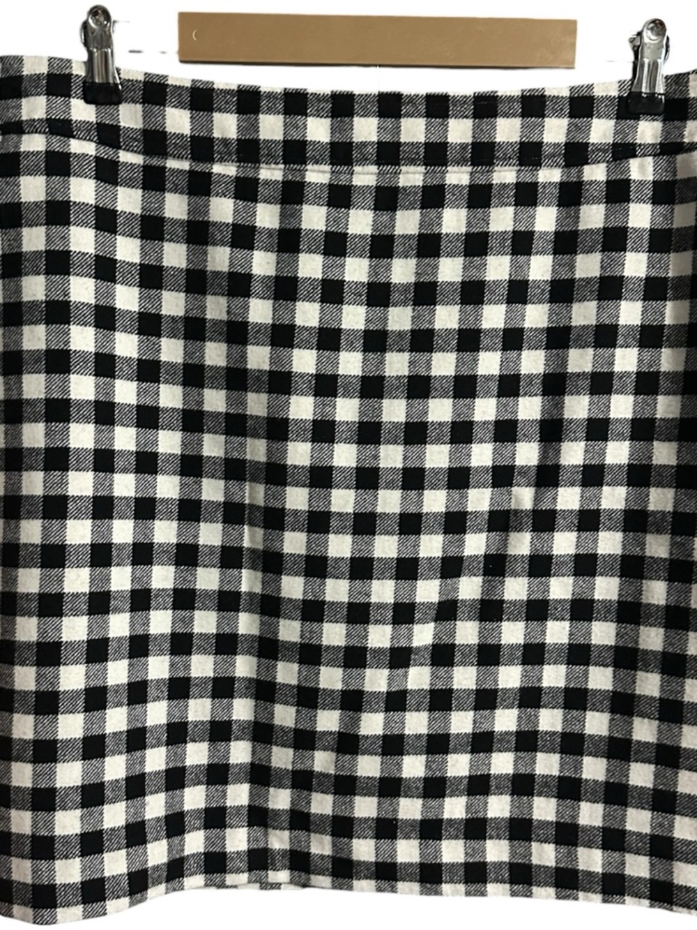J.Crew Checkered Wool Plaid Mini Skirt Black White Size 16